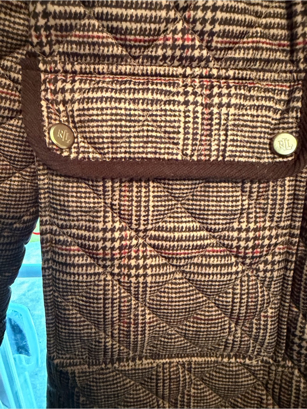 Ralph Lauren Black and Gold Crest Patch on Brown Plaid Jacket🤎 - Picture 7 of 10